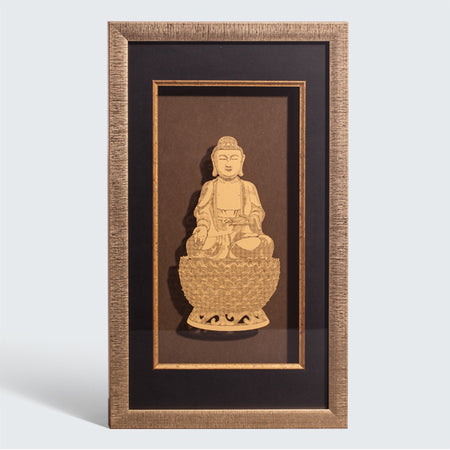 Paper-cut Buddha statue, Framed - brown background o3designstudio