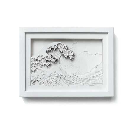 o3designstudio The Great Wave off Kanagawa Paper Art IDEAL GIFTS A5 white framed mian PA3001
