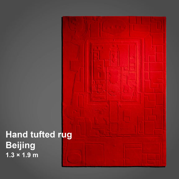 Hand tufted rug Beijing. 130 × 190 cm Red, 100% New Zealand Wool, Color and size can be customized - Product Image