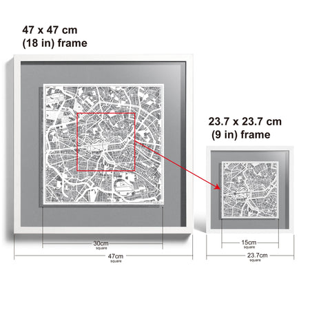 Paper cut maps Europe (central, north) framed 18 in, map art