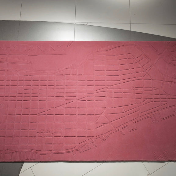 Hand tufted rug Manhattan, New York. 120 × 234 cm Pink, 100% New Zealand Wool, Color and size can be customized, Urban Fabric rug