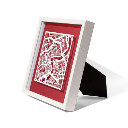 o3designstudio Shanghai Paper cut map framed 9 in White map White frame map art side face 22MF1002BB