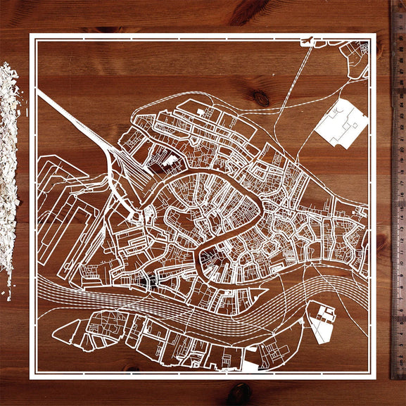 o3designstudio paper cut map Venice White map art