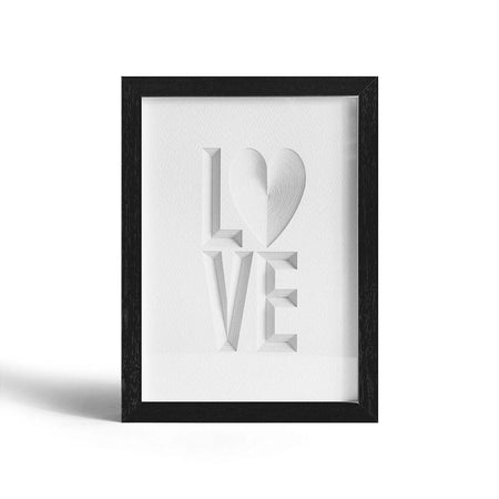Typography paper art LOVE, Paper Art IDEAL GIFTS A5 black Frame - o3designstudio