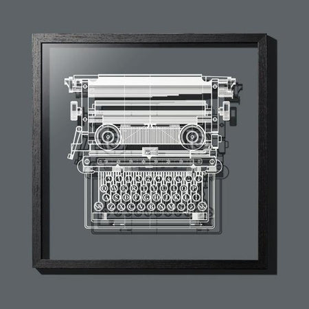 Paper-cut Typewriter 18 In. Framed, Paper Art - o3designstudio