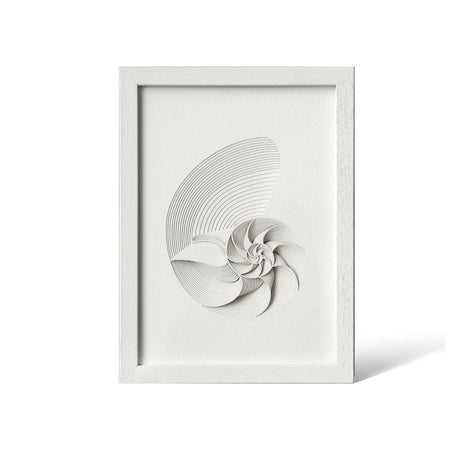 o3designstudio Nautilus Paper Art IDEAL GIFTS A5 white framed mian PA3001