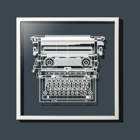 Paper-cut Typewriter 18 In. Framed, Paper Art - o3designstudio