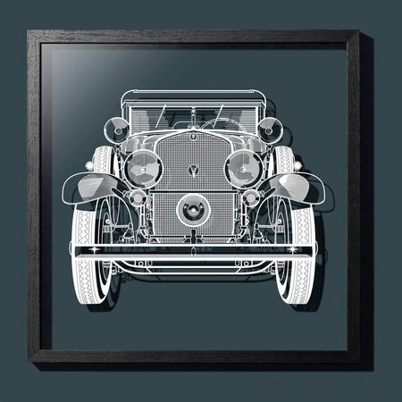 Paper-cut Antique Car 18 In. Framed, Paper Art - o3designstudio