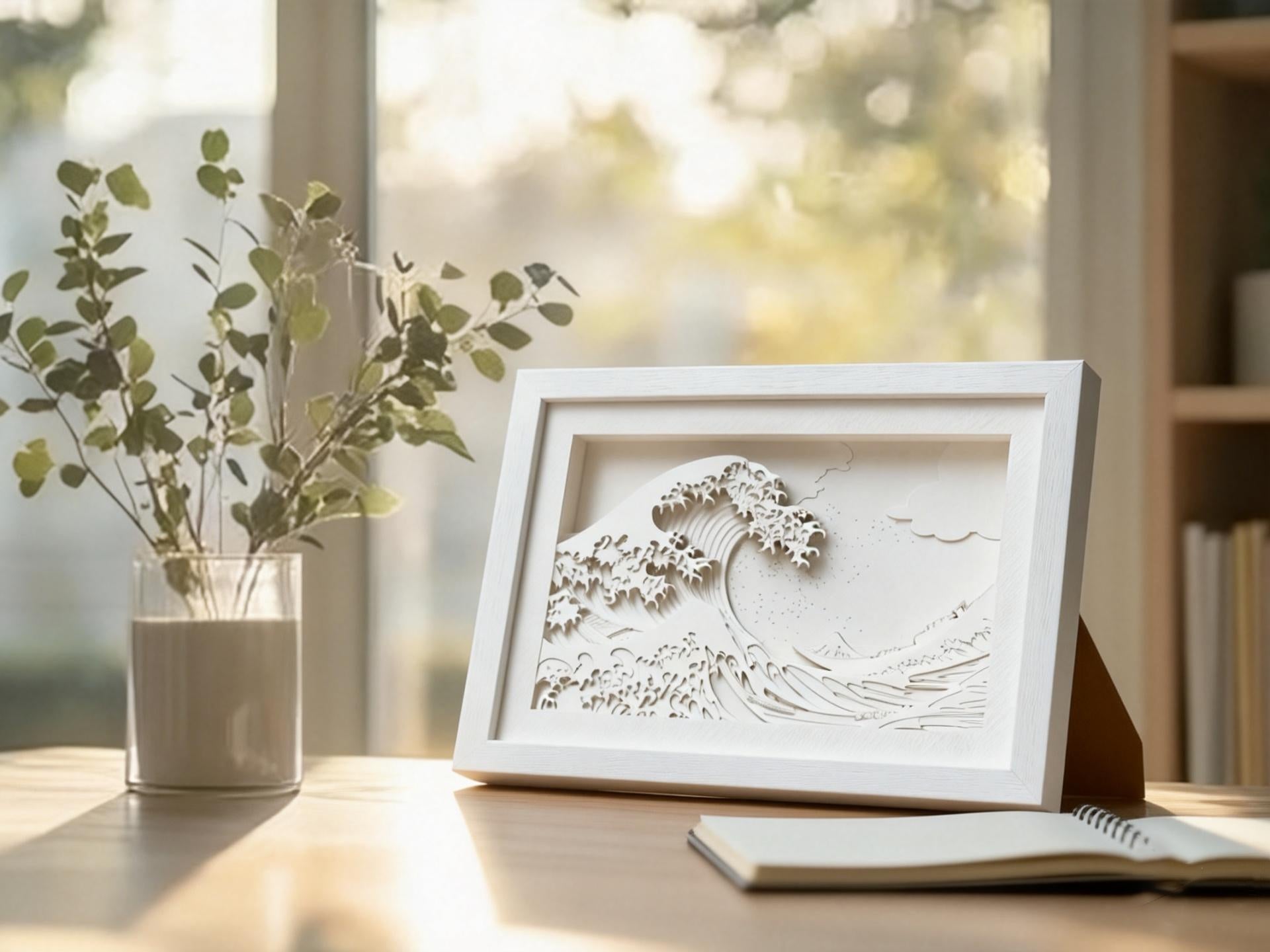 o3designstudio The Great Wave off Kanagawa Paper Art  IDEAL GIFTS A5  scene image