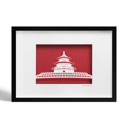 o3designstudio Temple of Heaven paper-cut A4 black Frame, Paper Art main