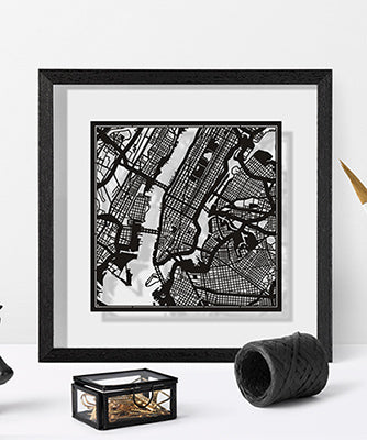 Map art shop o3designstudio. Original design map art works with o3designstudio, paper cutting, ideal gifts. Size: 23x23x3cm, Very elaborate map details. This product is 3D framed, gift Boxed, you can change the background color.