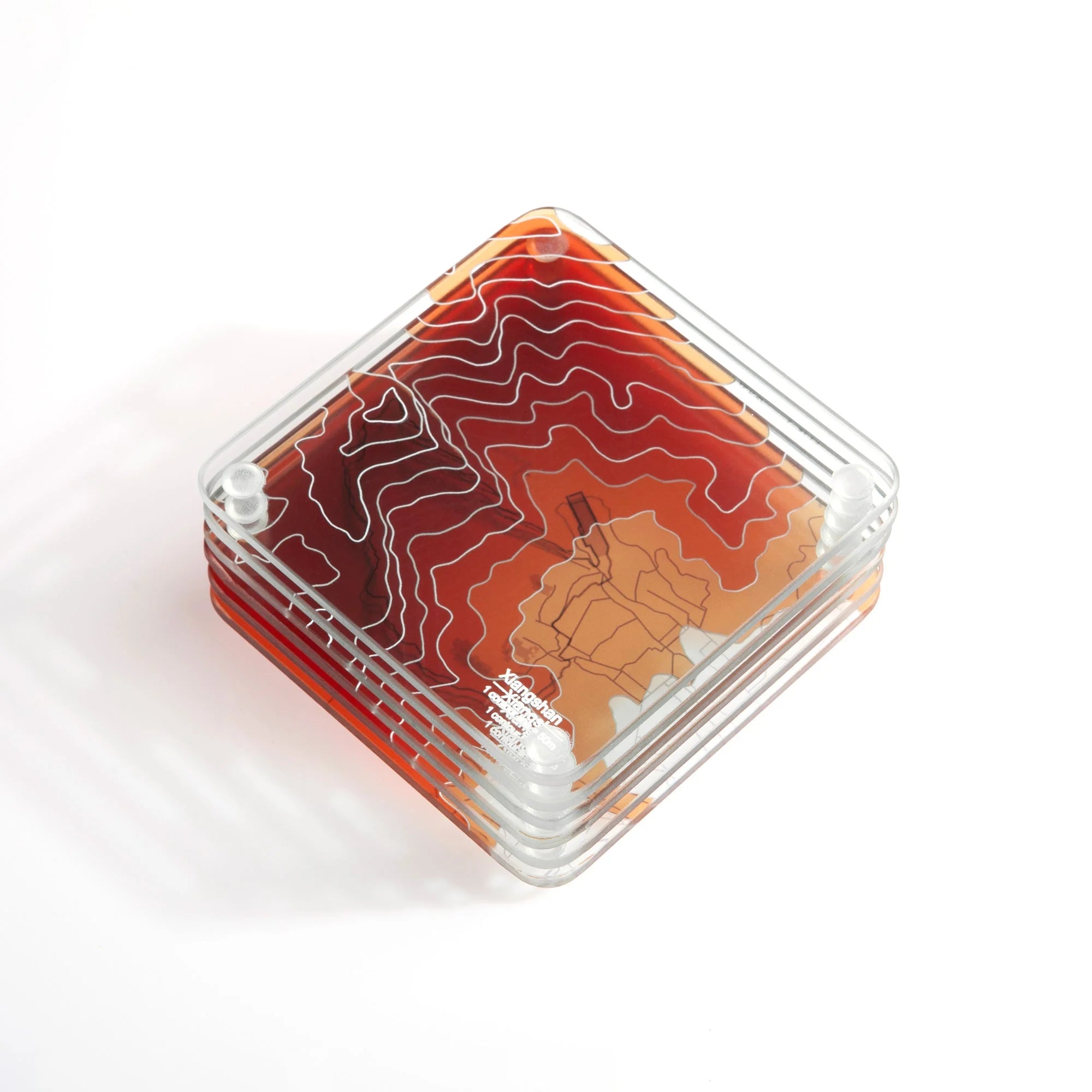 o3designstudio-3D-Contour-Map-Glass-Drink-Coasters-Xiangshan