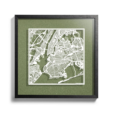 o3designstudio New York-Paper-cut-map-framed-18-inch-45MF2001BW