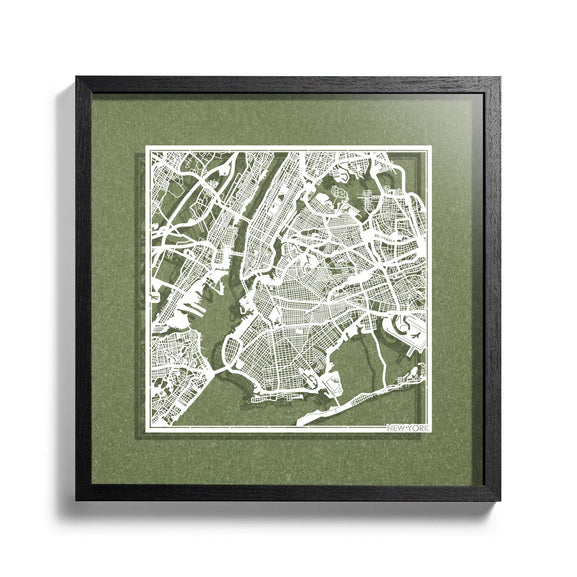 o3designstudio New York-Paper-cut-map-framed-18-inch-45MF2001BW