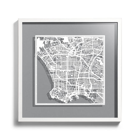 o3designstudio-LosAngeles-Paper-cut-map-framed-18-inch-White-map-Black-frame-map-art-45MF2008BW-1