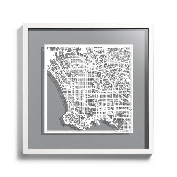 o3designstudio-LosAngeles-Paper-cut-map-framed-18-inch-White-map-Black-frame-map-art-45MF2008BW-1