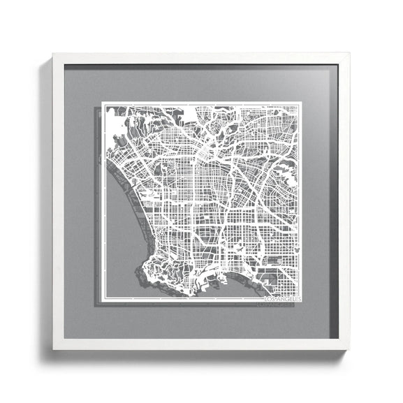 o3designstudio-LosAngeles-Paper-cut-map-framed-18-inch-White-map-Black-frame-map-art-45MF2008BW-1