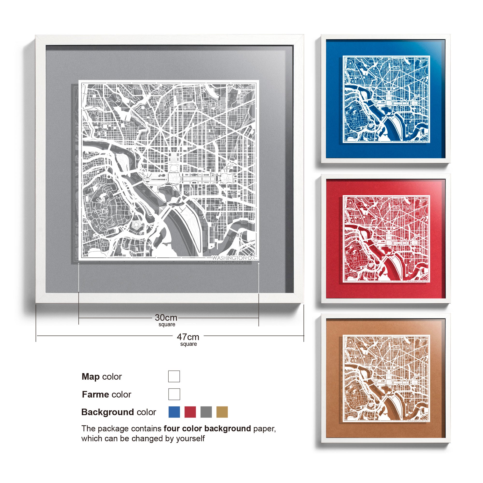 Paper cut maps United States (east) framed 18 in, map art