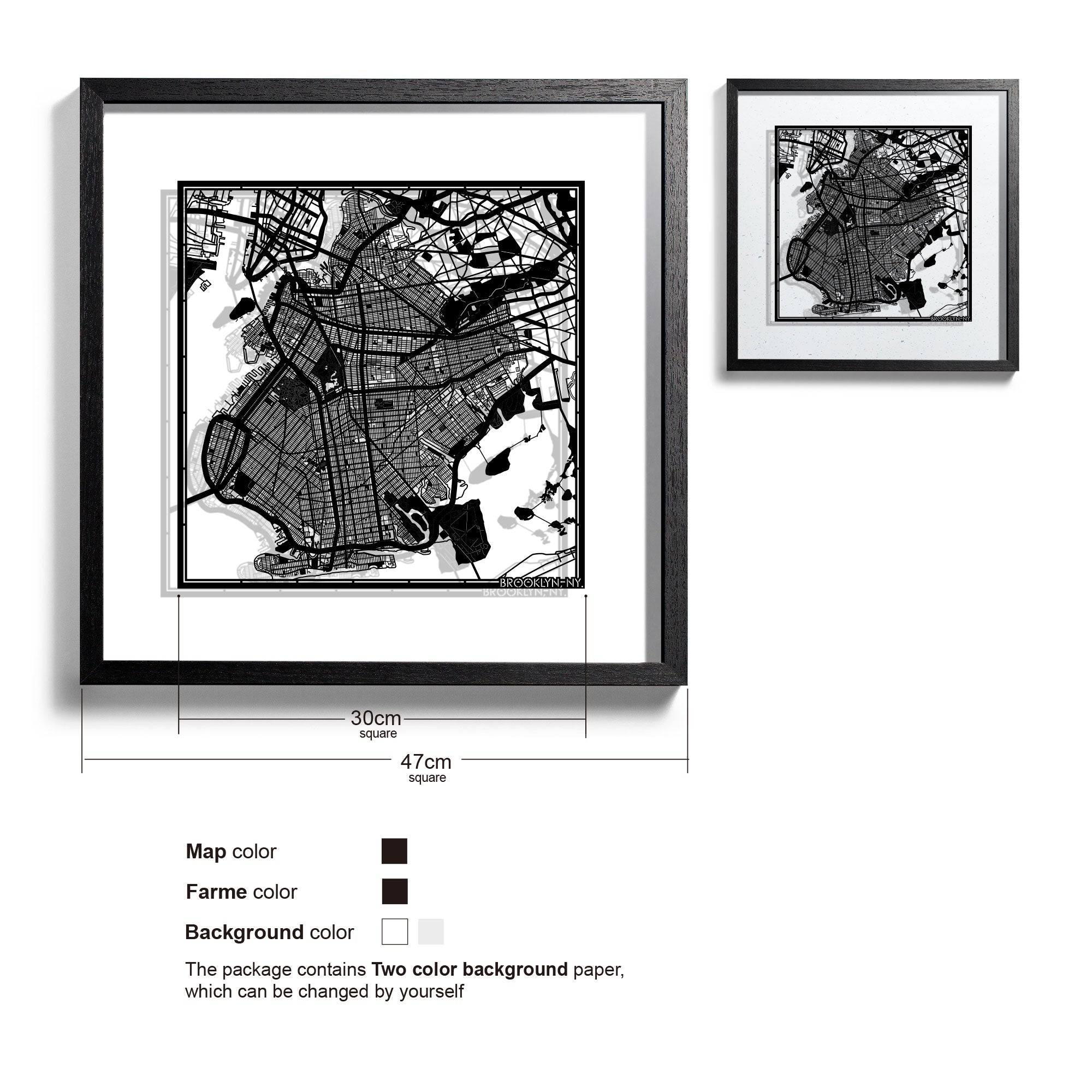 o3designstudio Brooklyn, NY.-Paper-cut-map-framed-18-inch-45MF2053BB