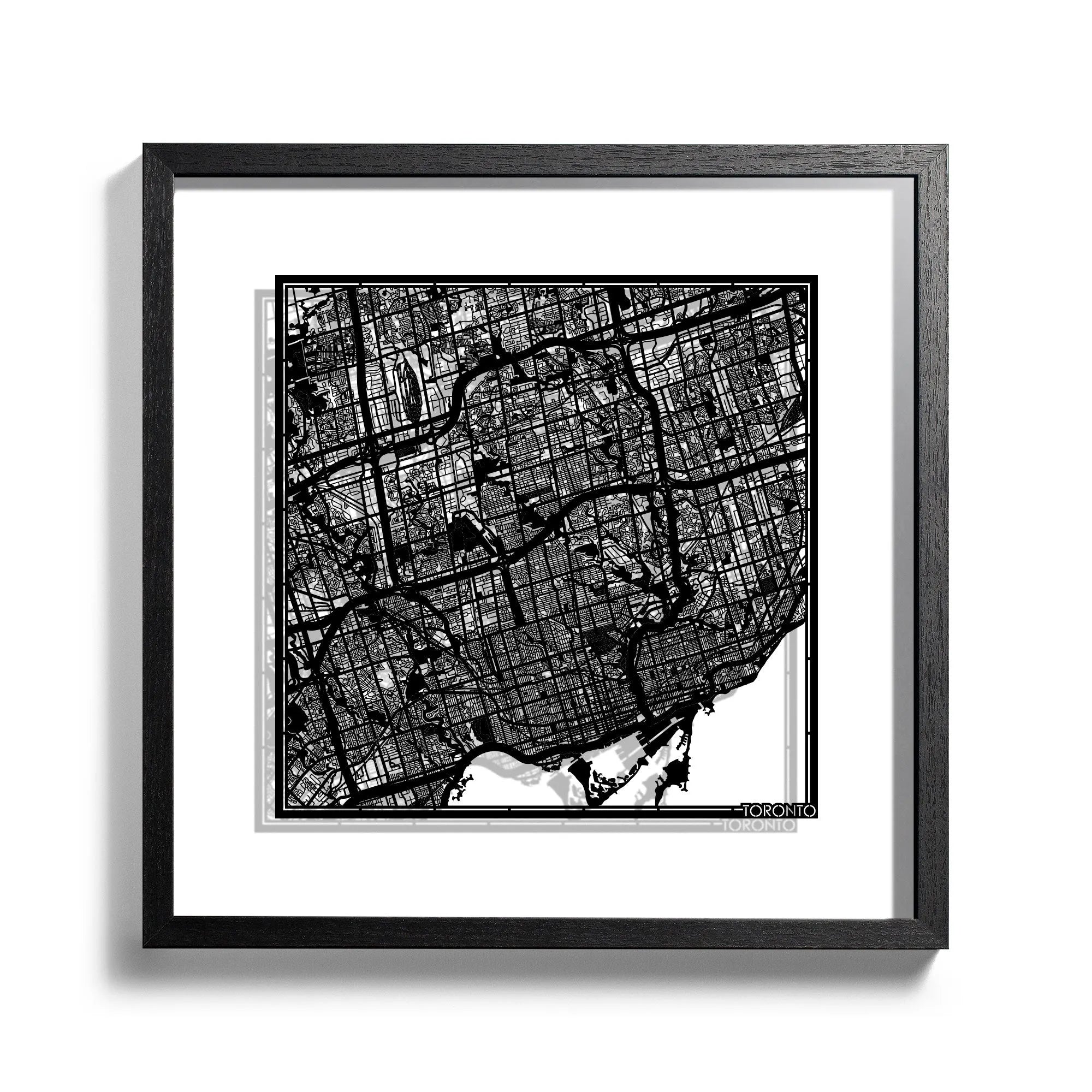 o3designstudio-Toronto-Paper-cut-map-framed-18-inch-Black-map-Black-frame-map-art-45MF2201WW-1