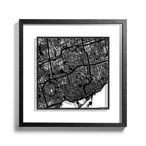 o3designstudio-Toronto-Paper-cut-map-framed-18-inch-Black-map-Black-frame-map-art-45MF2201WW-1