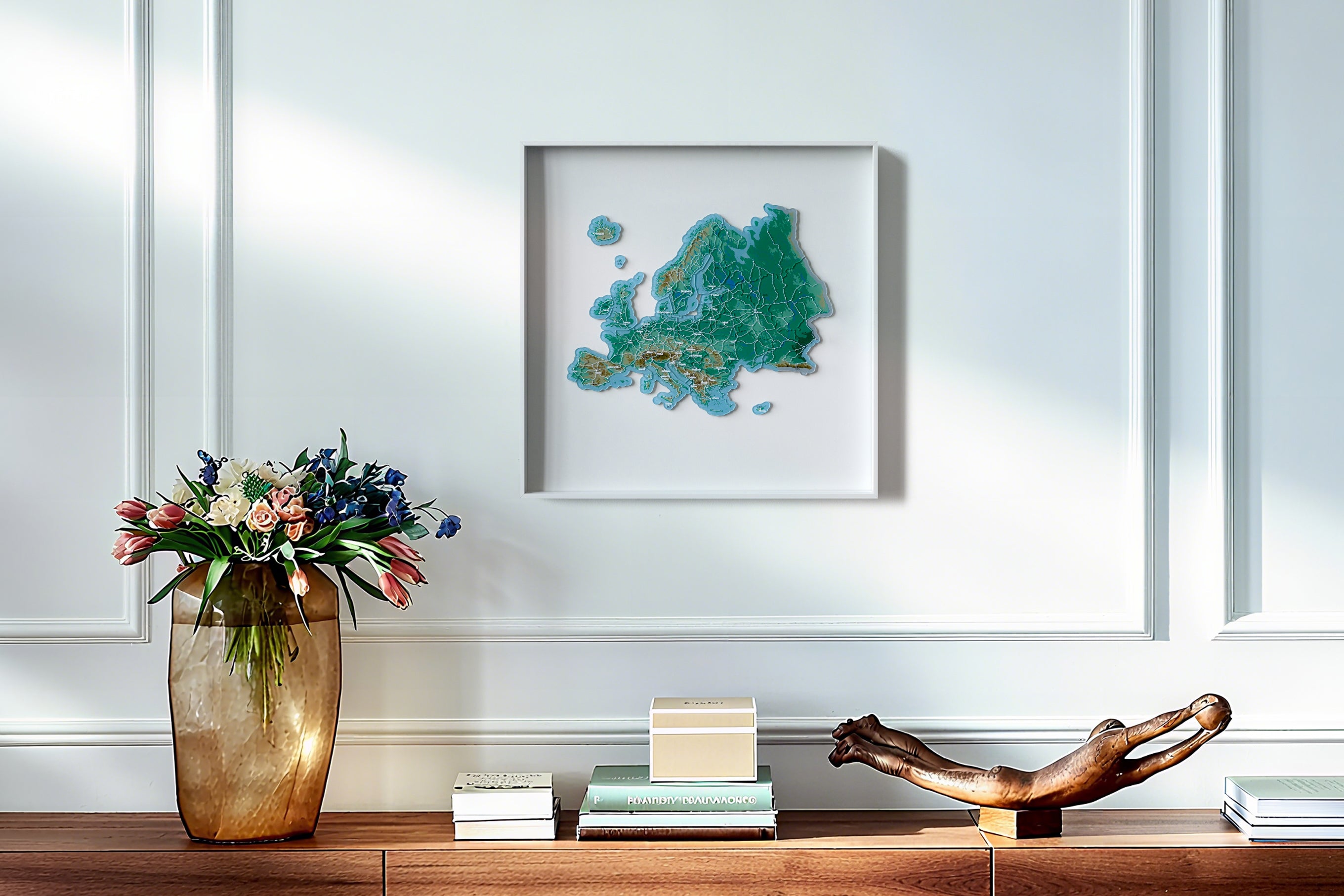 Europe Puzzle Piece Refrigerator Magnet | 38 Piece Acrylic Puzzle | Topographic Contours