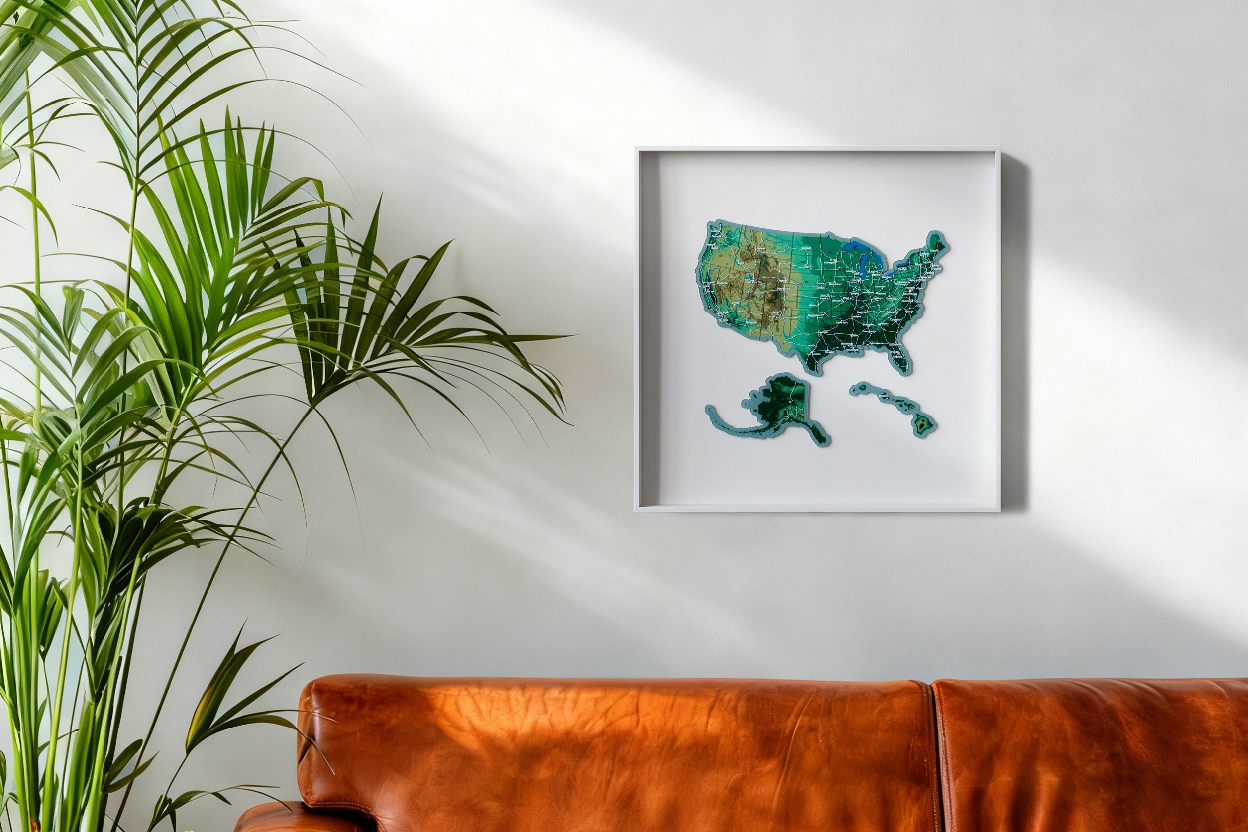 The United States Puzzle Piece Refrigerator Magnet | 44 Piece Acrylic Puzzle | Topographic Contours