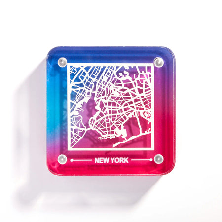 Americas Paper Cut Map Fridge Magnet, Gradient Acrylic Magnet with Intricate Paper City Map, Travel Souvenir, City Keepsake Gift