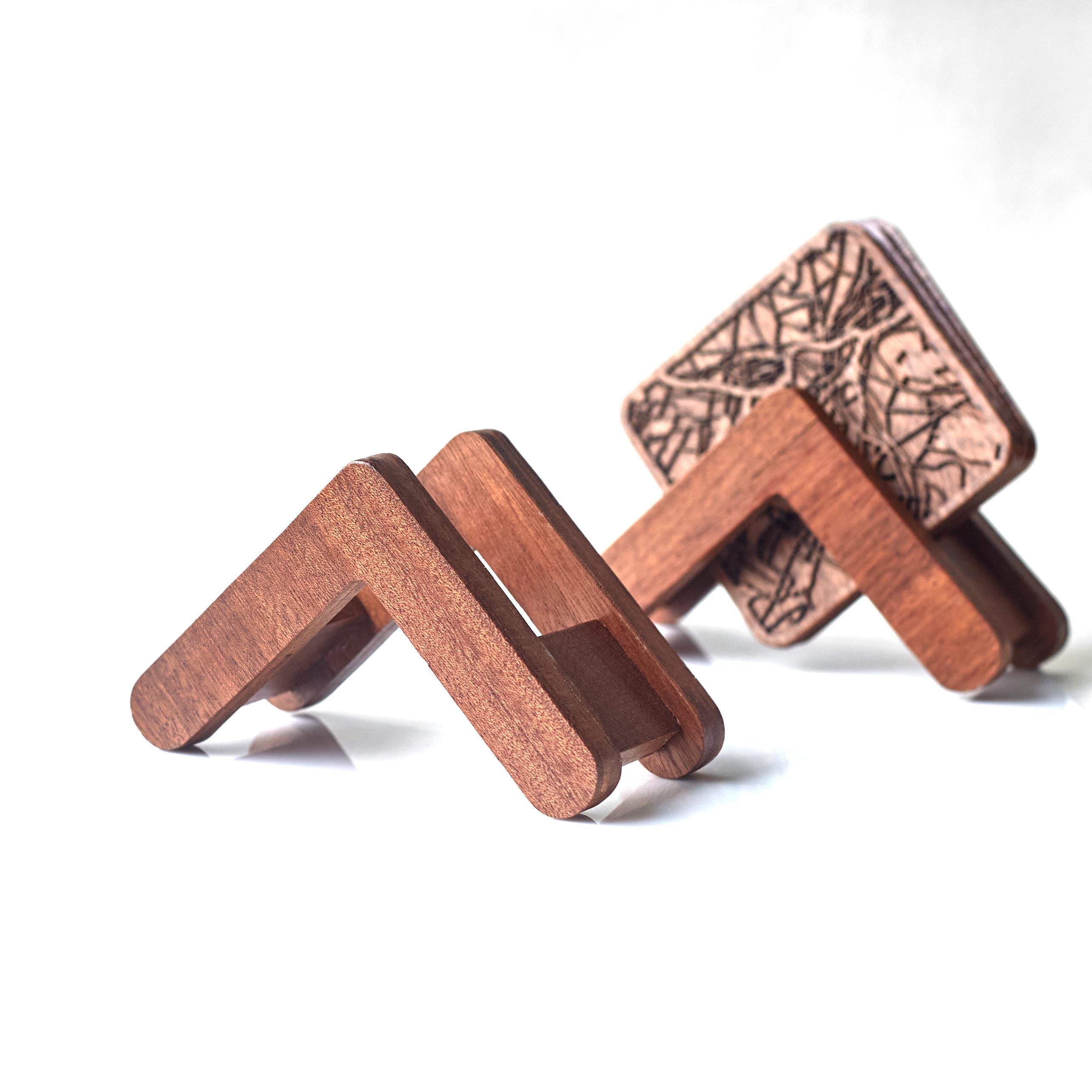 Wooden Map coasters Asia & Oceania map craft