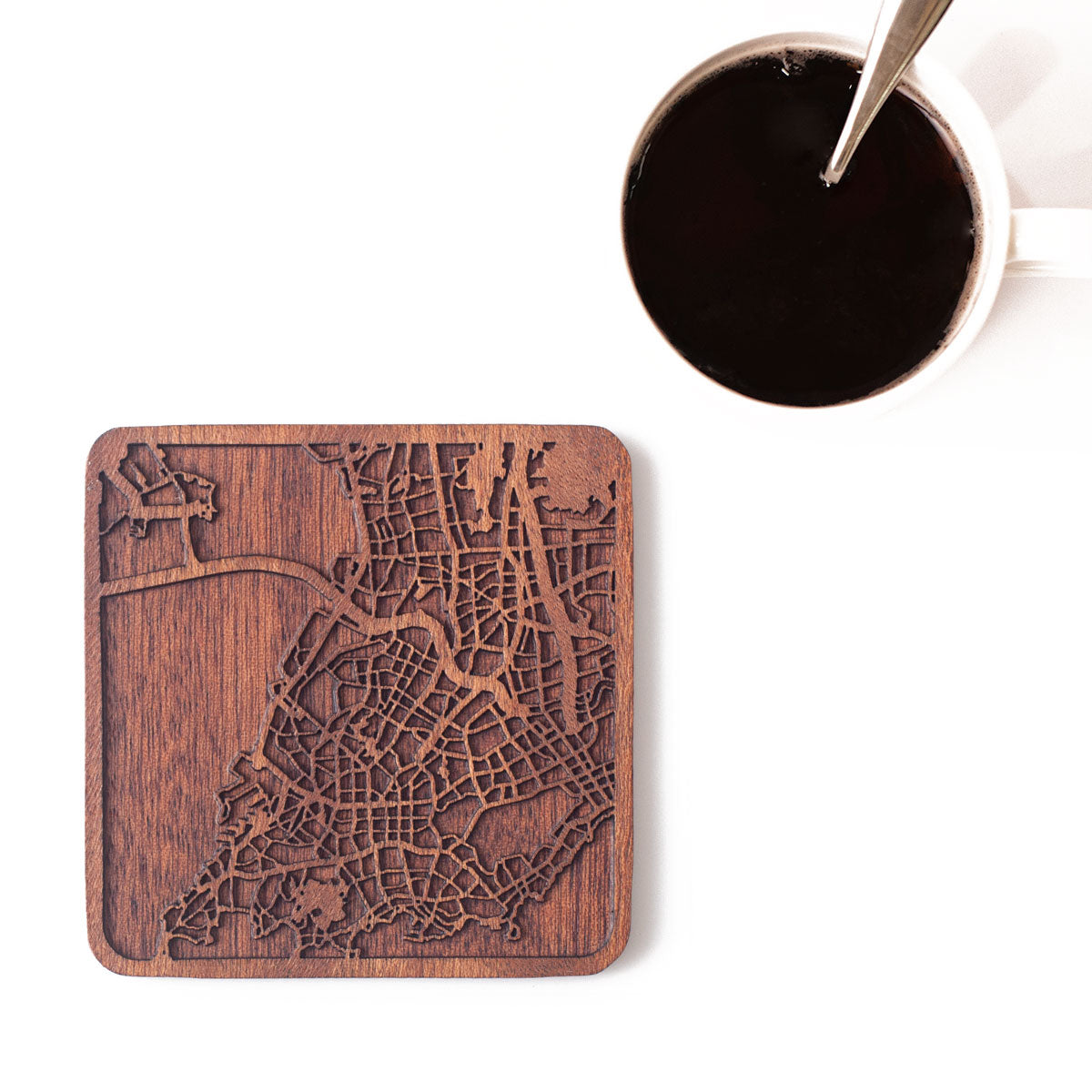 Wooden Map coasters Asia & Oceania map craft