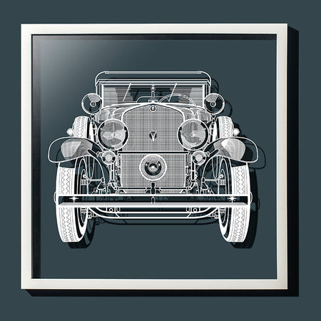 Paper-cut Antique Car 18 In. Framed, Paper Art - o3designstudio