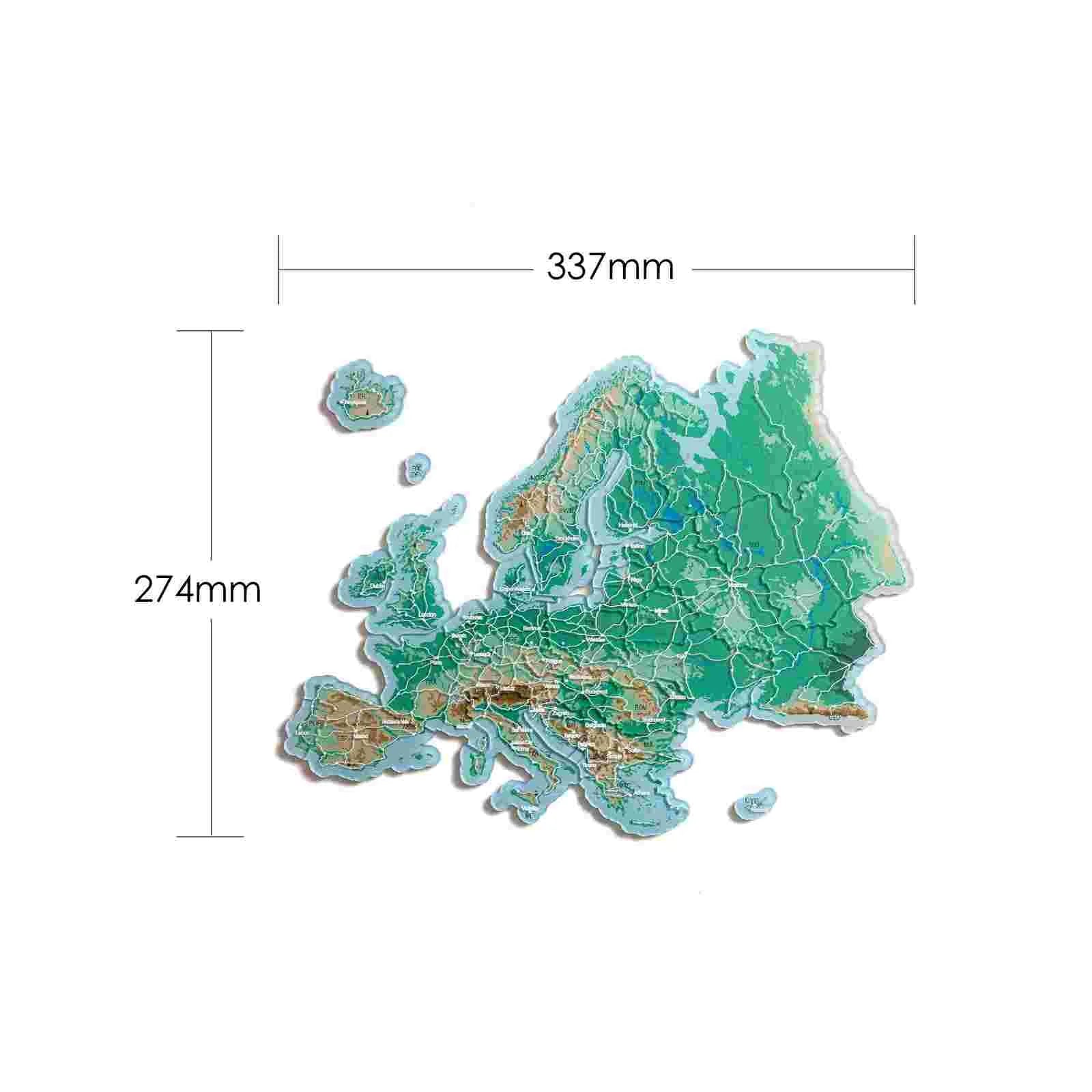 Europe Puzzle Piece Refrigerator Magnet | 38 Piece Acrylic Puzzle | Topographic Contours - Product Image