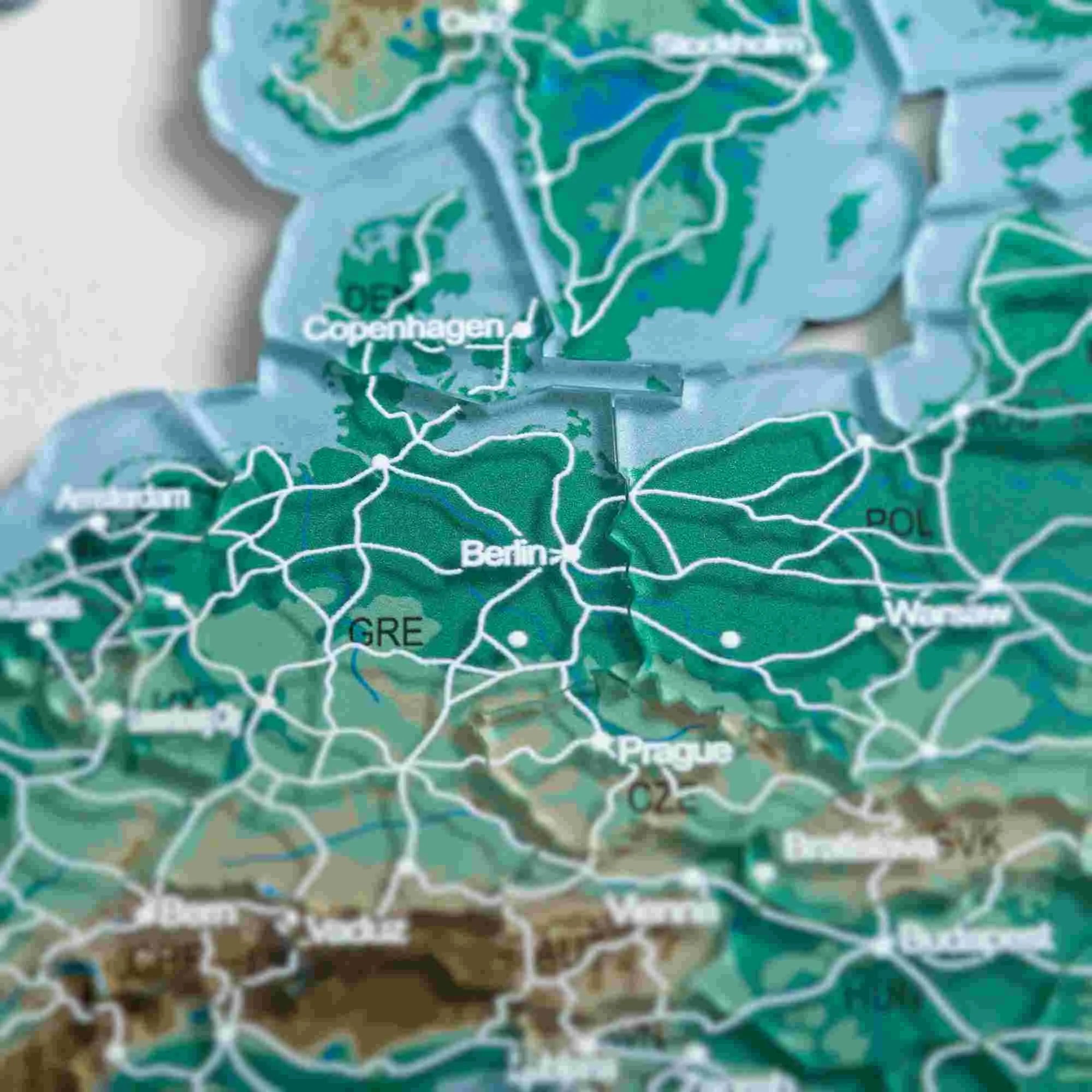 Europe Puzzle Piece Refrigerator Magnet | 38 Piece Acrylic Puzzle | Topographic Contours - Product Image