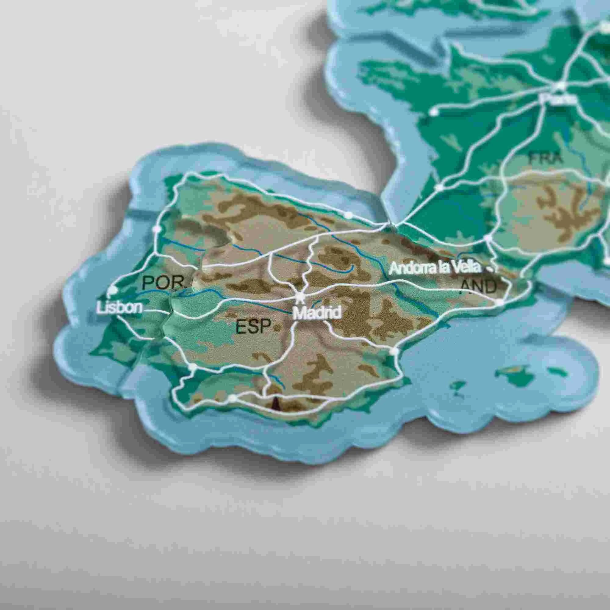 Europe Puzzle Piece Refrigerator Magnet | 38 Piece Acrylic Puzzle | Topographic Contours - Product Image