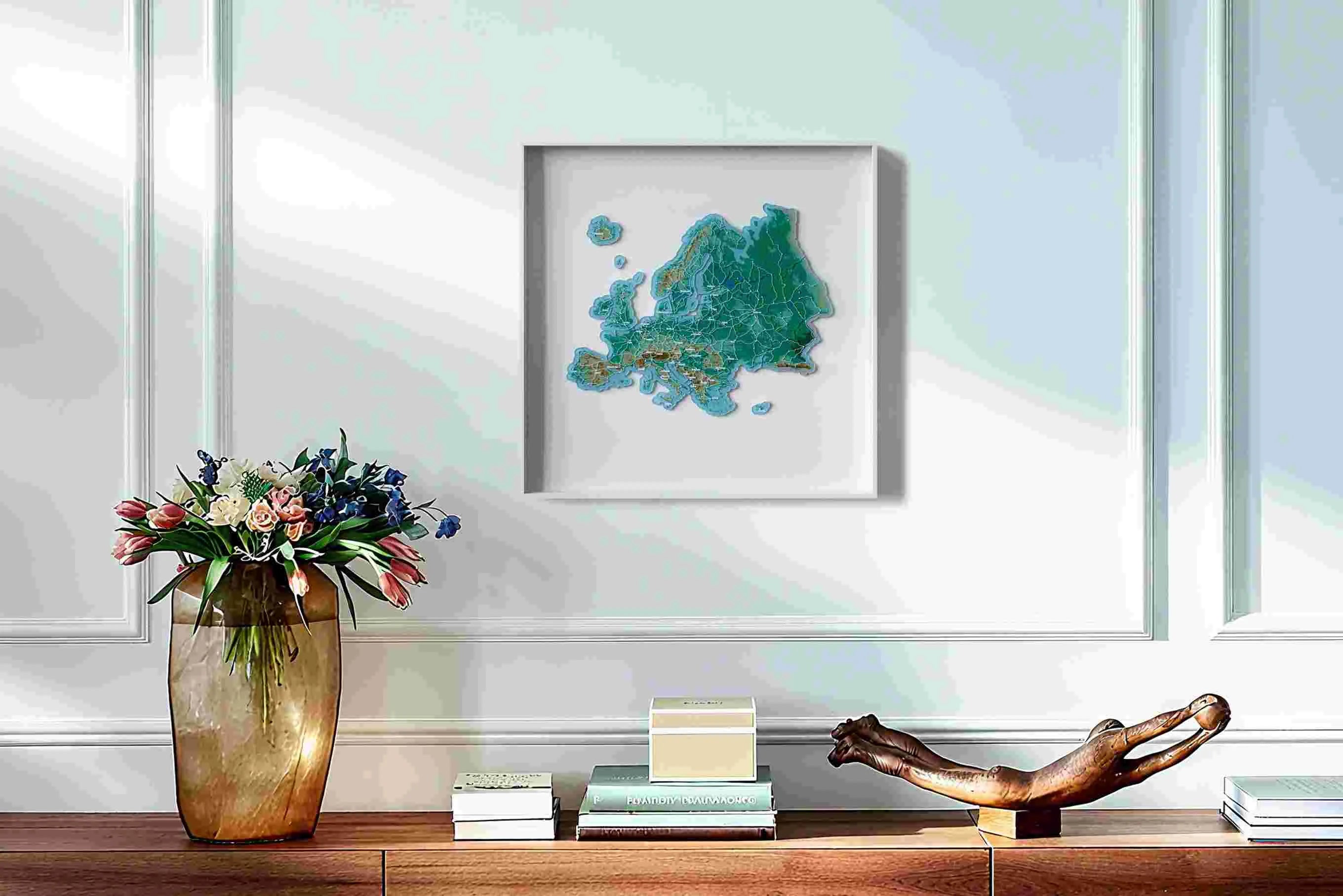 Europe Puzzle Piece Refrigerator Magnet | 38 Piece Acrylic Puzzle | Topographic Contours - Product Image