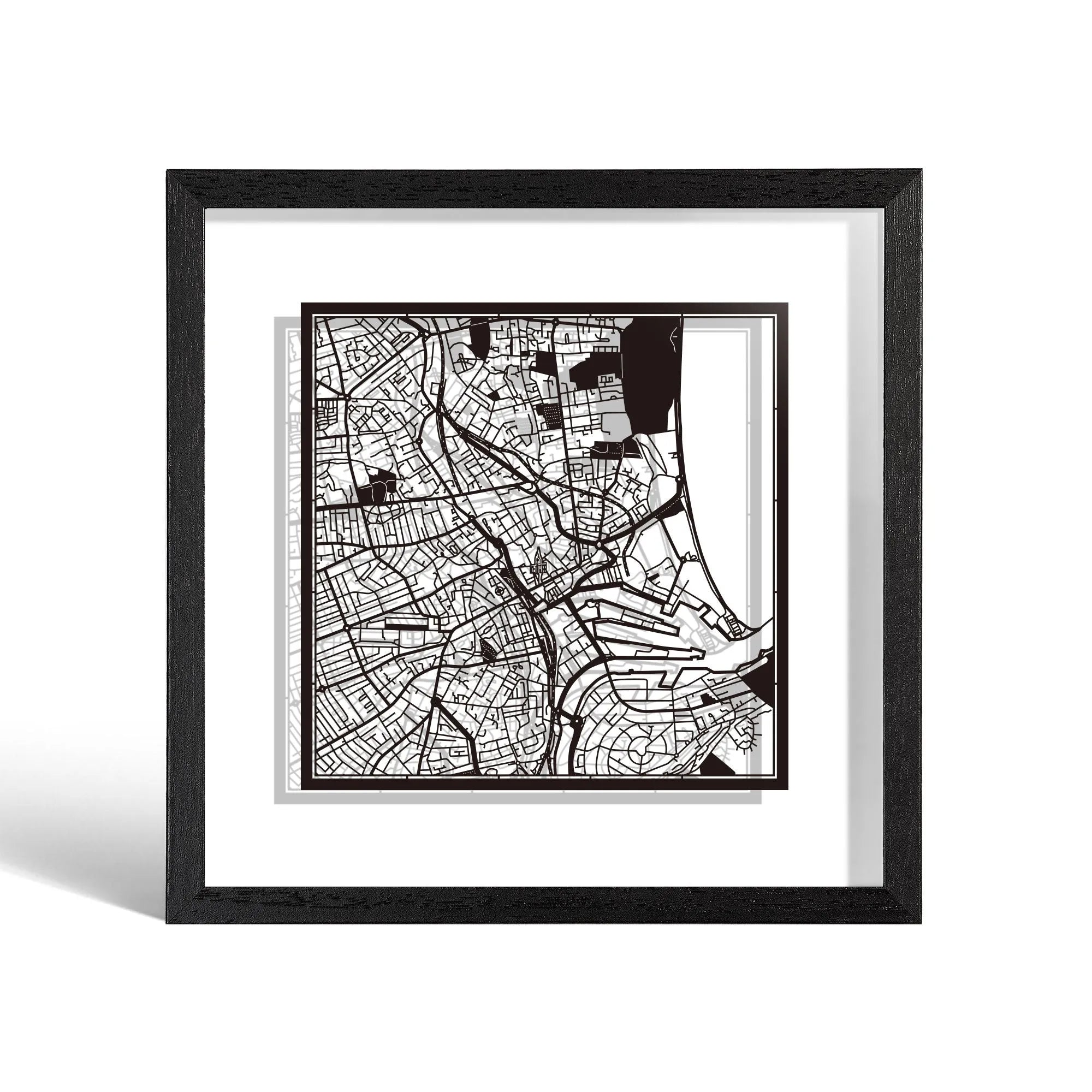 Paper cut maps Europe (west) framed 9 in, map art