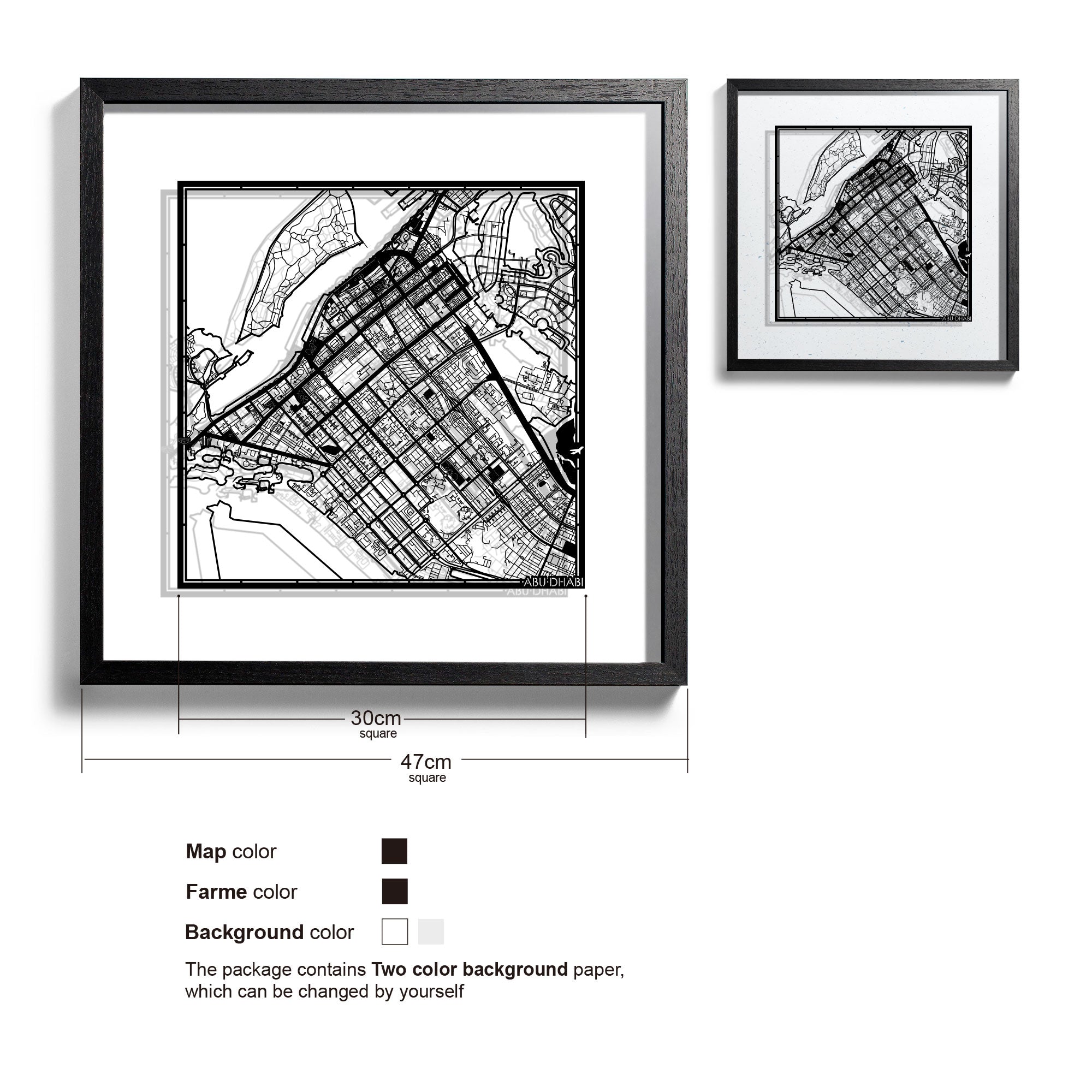 Paper cut maps Asia (South, Southeast, West) & Oceania framed 18 in, map art