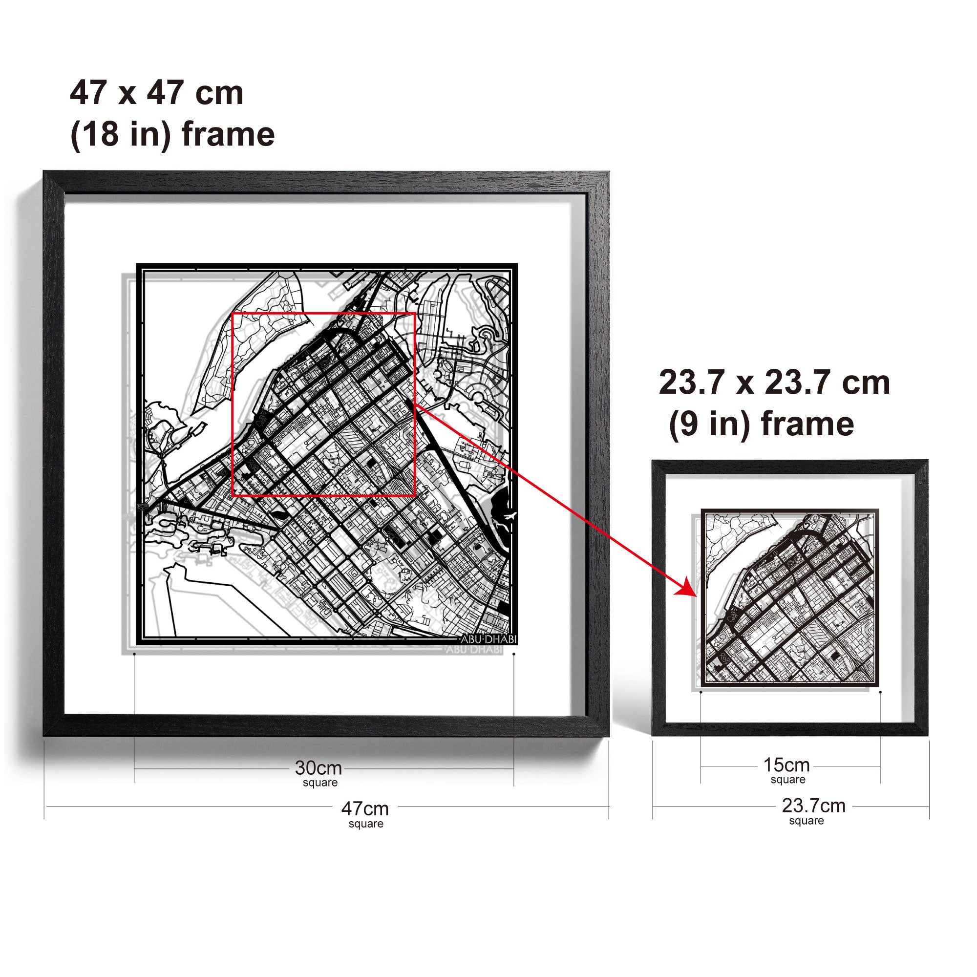 Paper cut maps Asia (South, Southeast, West) & Oceania framed 18 in, map art