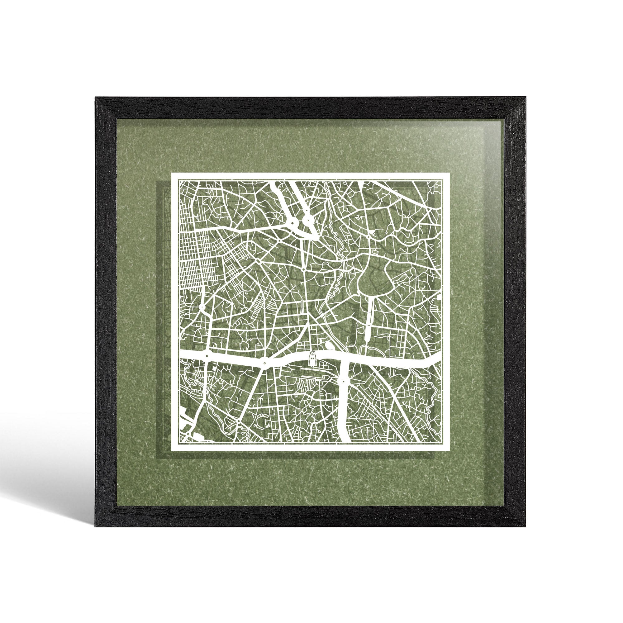 o3designstudio Addis Ababa Paper cut map framed 9 inch White map Black frame map art 22MF4003BW