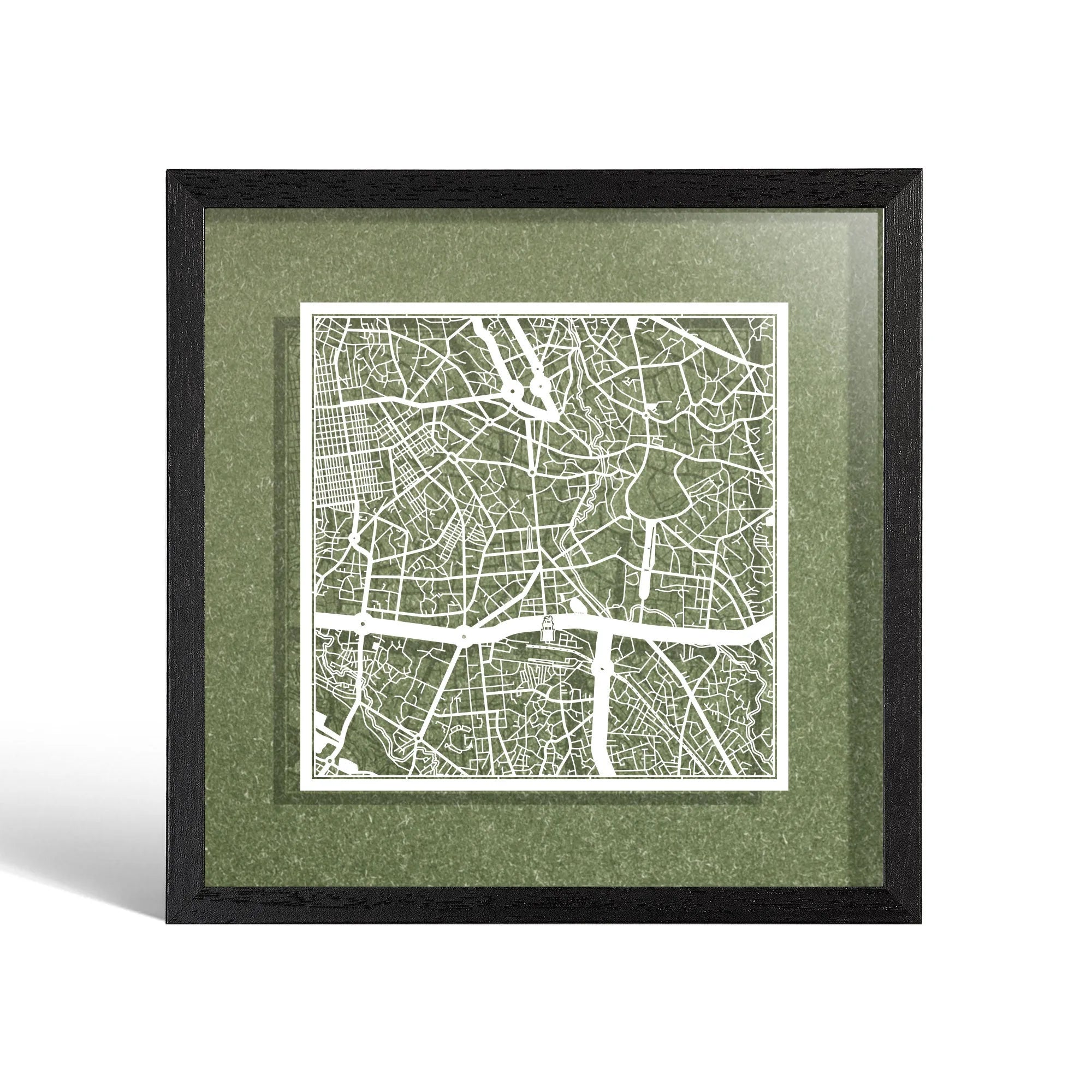 o3designstudio Addis Ababa Paper cut map framed 9 inch White map Black frame map art 22MF4003BW