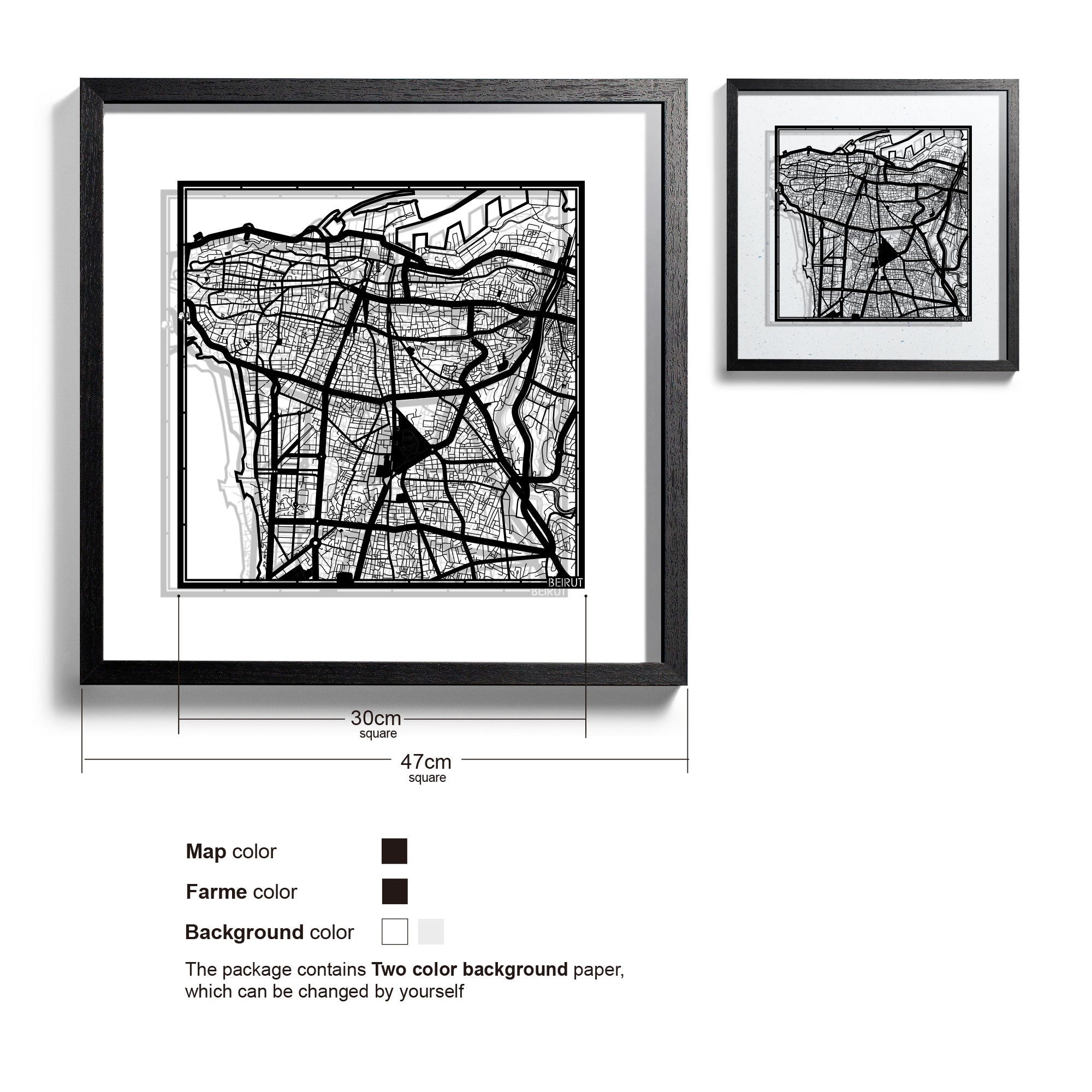 Paper cut maps Asia (South, Southeast, West) & Oceania framed 18 in, map art