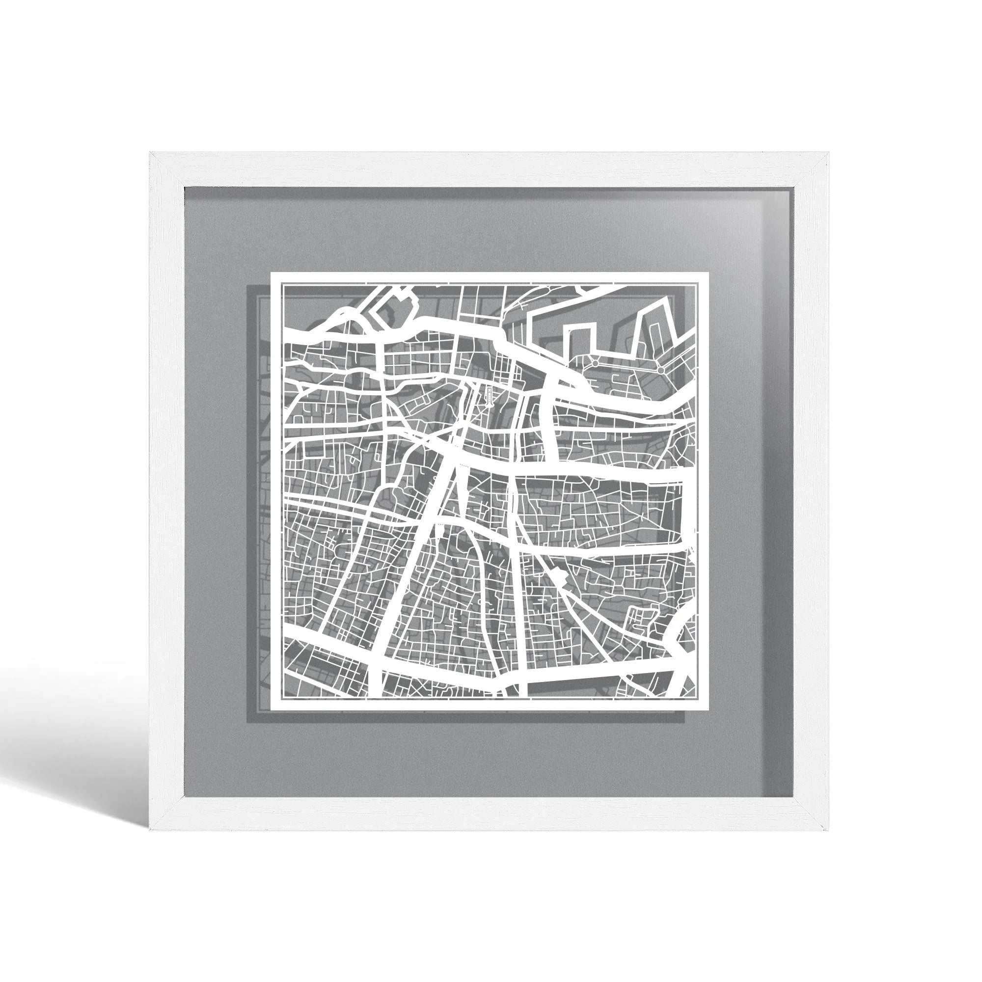 o3designstudio Bangkok Paper cut map framed 9 inch Black map Black frame map art 22MF1028BB