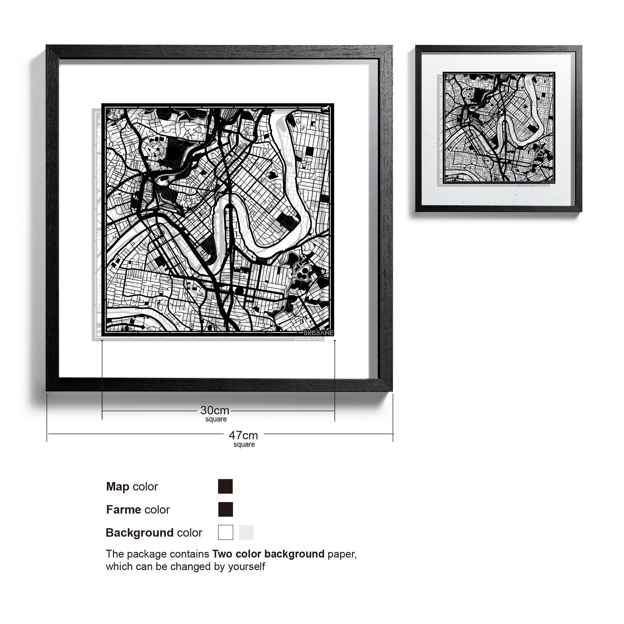 Paper cut maps Asia (South, Southeast, West) & Oceania framed 18 in, map art