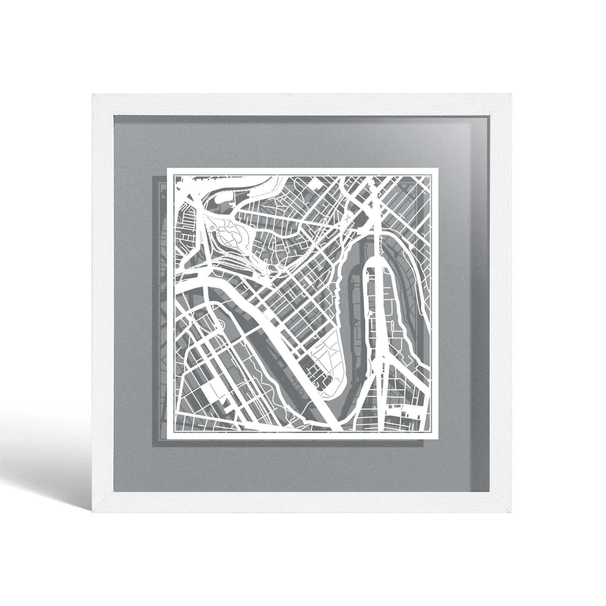 o3designstudio Beirut Paper cut map framed 9 inch Black map Black frame map art 22MF1026BB