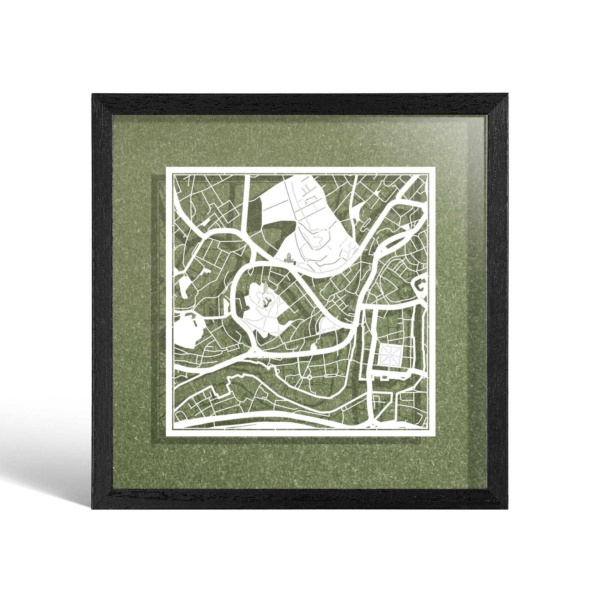 o3designstudio Bristol Paper cut map framed 9 inch White map Black frame map art 22MF3054BW