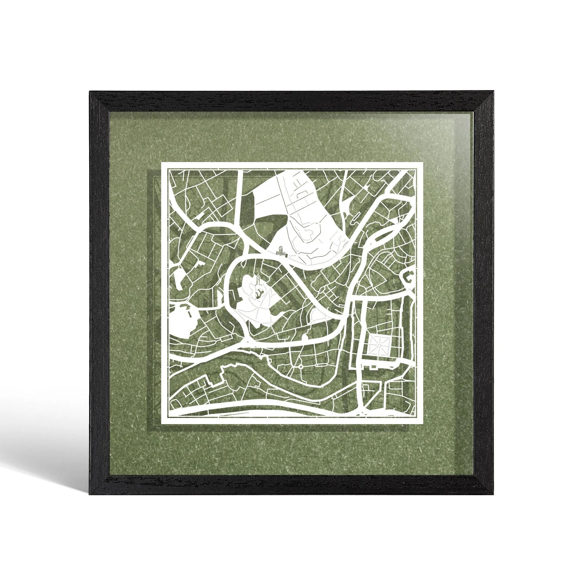 o3designstudio Bristol Paper cut map framed 9 inch White map Black frame map art 22MF3054BW