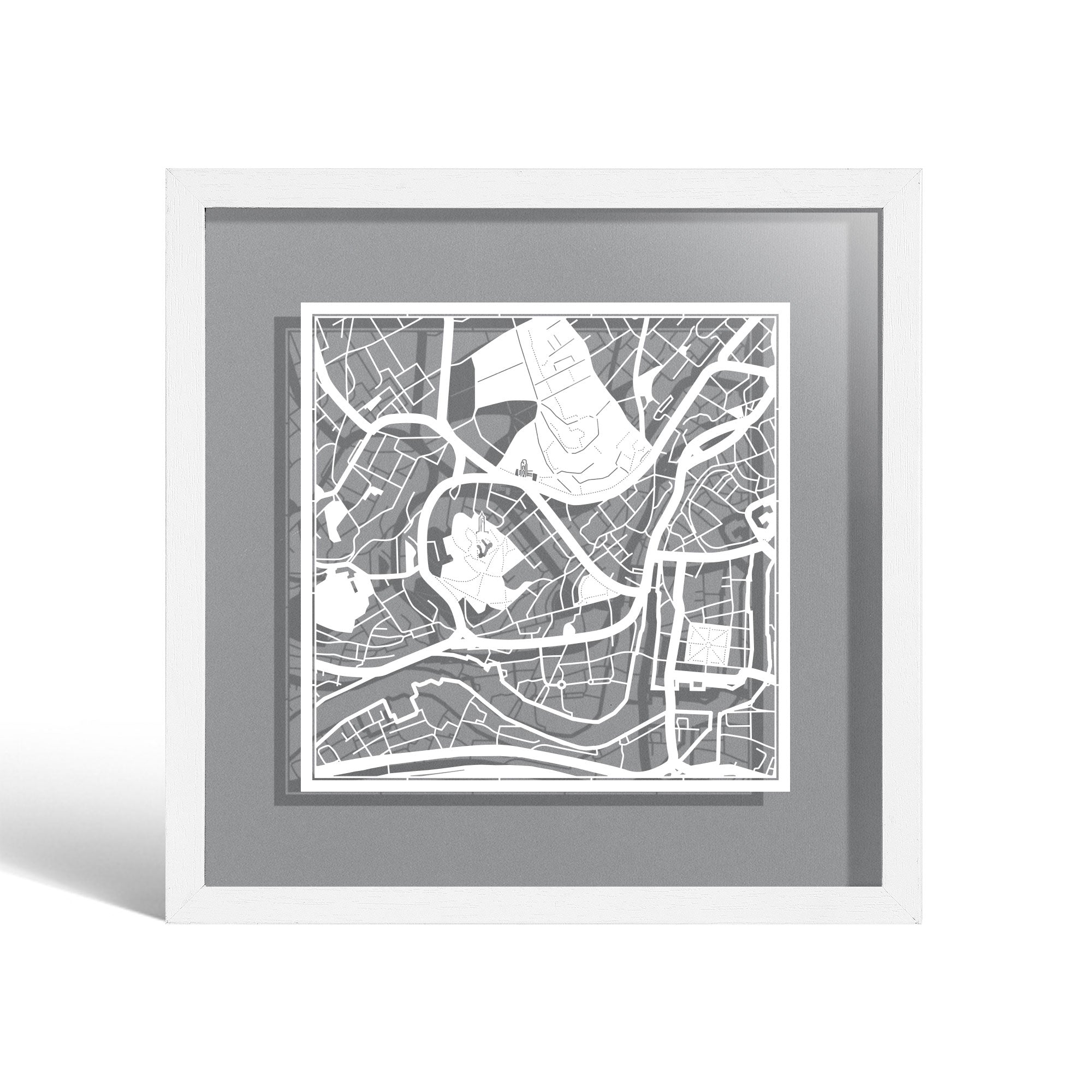 o3designstudio Bristol Paper cut map framed 9 inch White map White frame map art 22MF3054WW