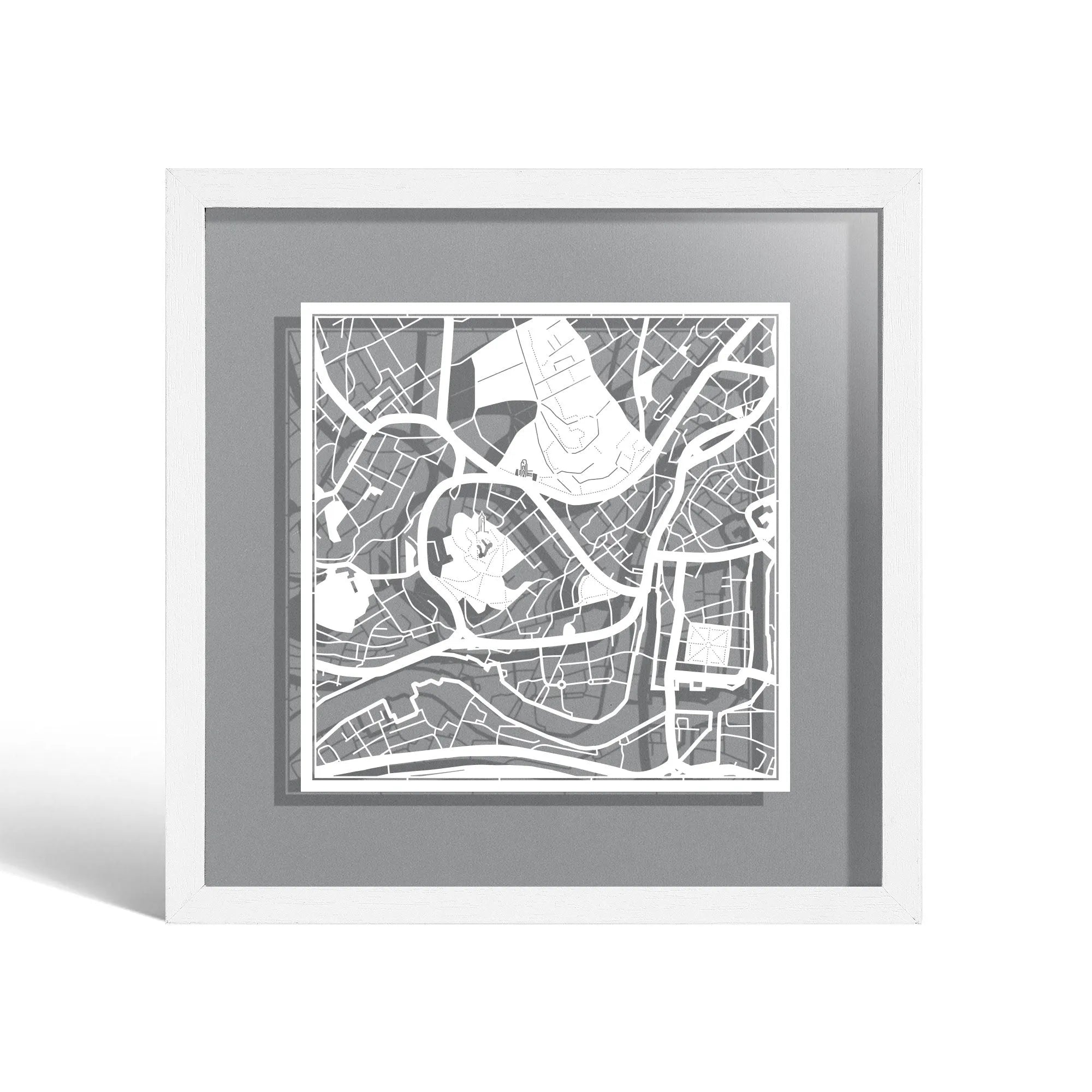 o3designstudio Bristol Paper cut map framed 9 inch White map White frame map art 22MF3054WW