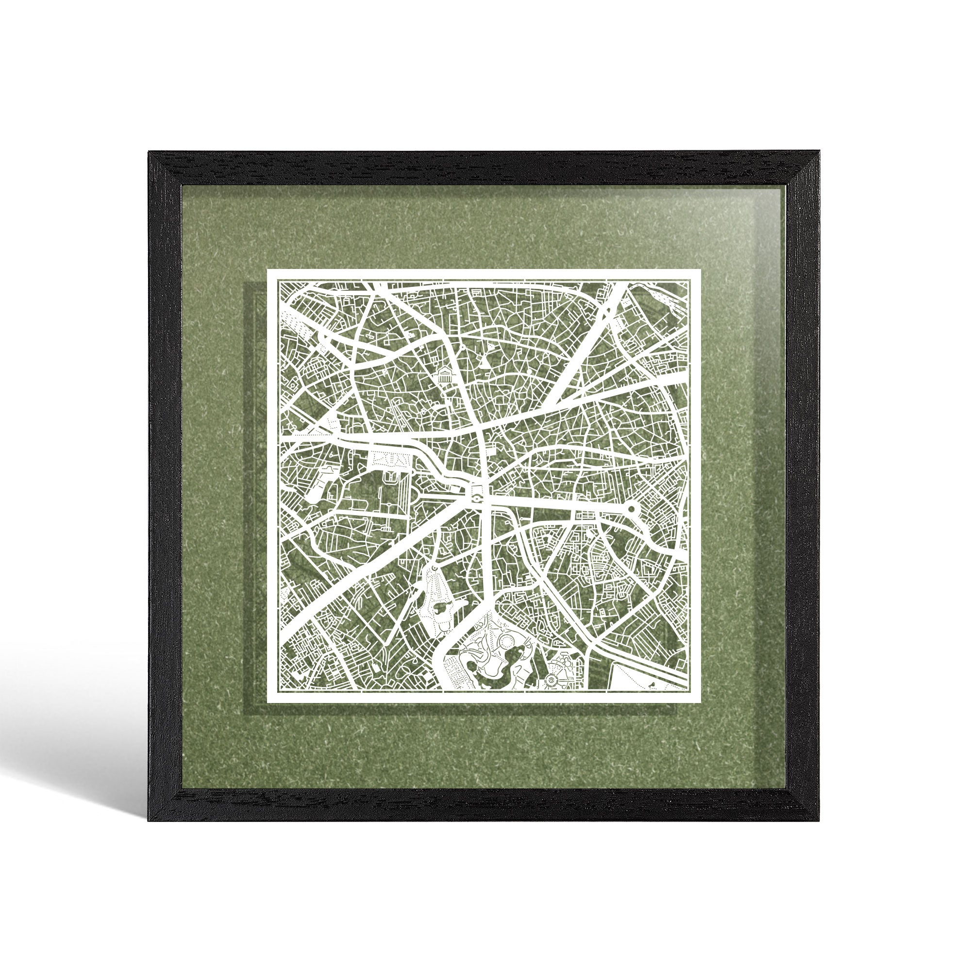 o3designstudio Bucharest Paper cut map framed 9 inch White map Black frame map art 22MF3038BW