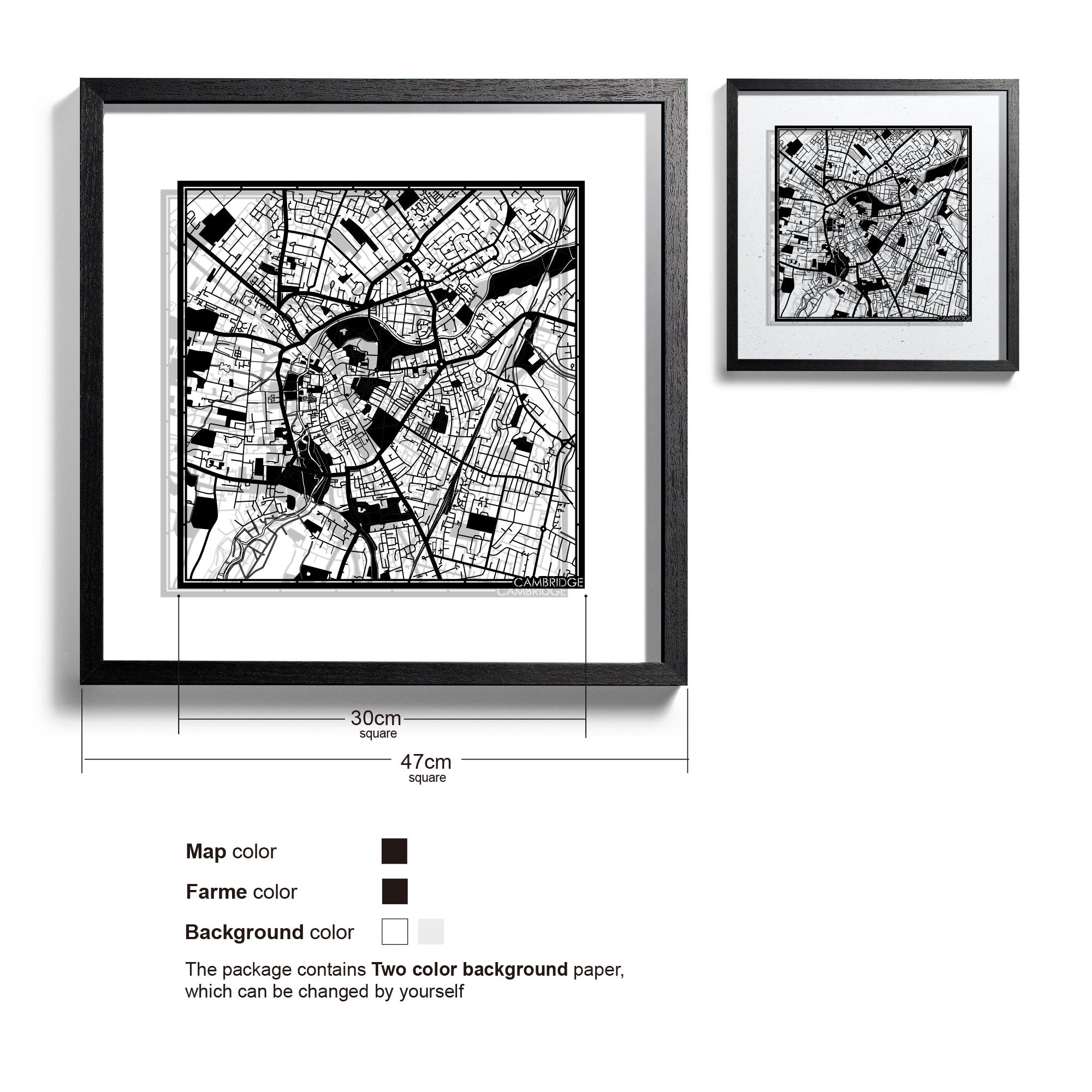 Paper cut maps Europe (west) framed 18 in, map art